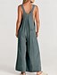 billige formelle jumpsuits-dame normal dungarees jumpsuit streetwear ensfarvet ærmeløs u-hals lomme gade daglig normal pasform sort gul lysegrøn sommer