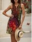 abordables Arte &amp; Diseño Vestidos-Mujer Mini vestido Vestido de verano Vestido de cambio Vestido con hombros descubiertos Vacaciones Casual Exterior Noche Playa Ajuste regular Ombre Graphic Geométrico Sin Mangas Escote en Pico Rojo