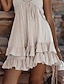 voordelige Boho-jurken-Dames Mini-jurk Zomerjurk Slipdress Boho-jurk Westerse kleding Modieus Klassiek Modern Buiten Vakantie Feestdagen Normale pasvorm Effen Mouwloos Spaghettibandjes Beige Zomer