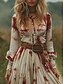 tanie Sukienki boho-Damskie Długa sukienka sukienka maxi Codzienne sukienki Sukienka rozkloszowana Letnie sukienki Sukienka Boho Zabytkowe Urlop Codzienny Święto Regularny Wzór tie-dye Długi rękaw W serek Wino Lato
