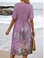 billige Boho Kjoler-Dame Mini kjole T shirt kjole A Linje Kjole Sommerkjole Ferie Afslappet Daglig Regulær Blomstret Grafisk Kortærmet Rund hals Blå Lilla Grøn Sommer