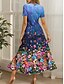 abordables Robes fleuries-Femmes Robe maxi Robe Décontractée Robe trapèze Robe d&#039;été Élégant Vacances Occasionnel Coupe régulière A Ombre Fleuri Graphique Manche Courte Col carré Bleu Violet Vert Été