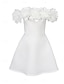 baratos Vestidos Brancos Curtos-Vestidos de Noiva A-Line Ombro Descoberto Sem Mangas Curto  Mini Vestidos de Noiva Satin com Cor Sólida