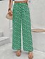 preiswerte weites Bein und hohe Taille-Damen Weites Bein Hosen Hose Urlaub Mode Volle Länge Mittlere Taille Blume / Blumenmuster Elastischer Bund Atmungsaktiv Bequem Mikroelastisch Straße Alltagskleidung Ausgehen Schwarz Weiß Gelb Grün