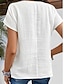 billige Kvindernes ensfarvede toppe-Kvinders skjorte button down blouse ensfarvet daglig stilfuld basic kortærmet skjorte button down blouse krave regular tops daglig knapper hvid pink blå abrikos sommer