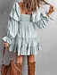 preiswerte Ausgefallene Kleider-Damen Minikleid Blumenkleid Boho-Kleid Druckkleid Westernkleid Klassisch Modern Outdoor Urlaub Ferien Normale Passform Blume Langarm Schulterfrei Blau Braun Grün Aprikose Sommer