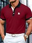 preiswerte Klassisches Poloshirt für Herren-Herren Baumwoll-Poloshirt Golfshirt Lässig Gerippter Polokragen Kurzarm Mode Basic Einfarbig Sportlich Logo Sommer Ganzjahres Schmale Passform Dunkelrot Schwarz Weiß Blau Leicht Grün