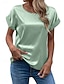 billige Plain tee-Dame T-shirt Vanlig Mode Basale Moderne Kortærmet Rund hals Almindelige toppe Daglig Sort Hvid Lysegrøn Lyserød Vin Sommer