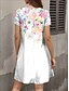 abordables Vestidos florales-Mujer Mini vestido Vestido estilo camiseta Vestido de verano Vacaciones Casual Estilo playero Diario Noche Ajuste regular Floral Graphic Manga Corta Escote en Pico Blanco Verano