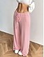 billiga breda ben och hög midja-Kvinnors Vida Ben Chinos Baggy Byxor Semester Mode Streetwear Full längd Hög Midja Randig Elastisk Midjeband Tryck Bekväm Mjuk Komfortabel Mikro-elastisk Utomhus Gata Svart Rosa Blå Brun