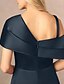 economico Vestiti da sera-Abito da sera A-Line elegante vestito formale per festa serale lunghezza pavimento manica corta scollo a V in satin con spacco