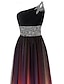 economico Matrimonio Informale / Di Giorno-Abiti A-Line Quinceanera elegante abito performance Natale lungo senza maniche una spalla in chiffon senza schiena con pieghe perline