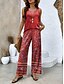 abordables Ensembles deux pièces-Ensembles de pantalons pour femmes Vacances Mode Quotidien Sans manches Col rond Col U Graphique Floral Décontracté Quotidien Week-end Rouge Bleu Violet Été Ajustement régulier