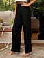 baratos Calça de linho de algodão simples-Mulheres Calças de linho de algodão Calças Roupa de rua Casual Comprimento total Natural Tecido Cintura elástica Confortável Casual / Diário Final de semana Cinzento Azul Marinho Preto Verde Tropa