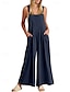 billige formelle jumpsuits-dame normal dungarees jumpsuit streetwear ensfarvet ærmeløs u-hals lomme gade daglig normal pasform sort gul lysegrøn sommer
