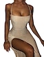 abordables Robes moulantes de soirée-robe fourreau femme robe de soirée mini robe courte champagne or bleu sans manches couleur pure dos nu ruché printemps été épaule froide personnalisé élégant chaud fête mince 2023 s m l xl xxl