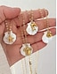 voordelige Dames ketting-dameskettingen met parelmoeren schelphangers – strandgeïnspireerde gouden kettingsieraden met nautische bedels (zeesterren, schildpadden, dolfijnen, schelpen) voor reizen, vakanties en cadeaus in de zomer