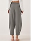economico Pantaloni in lino e cotone semplici-Pantaloni chinos a gamba larga da donna in tinta unita moda streetwear a lunghezza intera vita alta semplici con tasche vita elasticizzata comodi morbidi confortevoli micro-elastici all&#039;aperto casual
