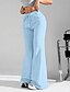 preiswerte Hose-Damen Schlaghose Stoffhosen Hosen Hose Streetwear Lässig Volle Länge Natürliche Taille Einfach Elastisches Kordelzugdesign Außenbereich Bequem Urlaub Ausgehen Hellhimmelblau Hellgrün Rosa Hellgrau