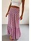 preiswerte Grafische Röcke-Damen Rock Bohemien Lässig Boho Maxi Mittlere Hüfthöhe Röcke Blumen Druck Mikroelastisch Urlaub Straße Dunkelrosa Purpur Fuchsie Orange Sommer Polyester