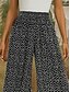 cheap Wide Leg &amp; High Waisted-Women&#039;s Wide Leg Pants Trousers Bohemian Boho Long High Waist Polka Dot Printing Elastic Drawstring Design High Cut Breathability Soft Micro-elastic Vacation Holiday Casual Daily Black Summer Regular