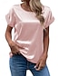 billige Plain tee-Dame T-shirt Vanlig Mode Basale Moderne Kortærmet Rund hals Almindelige toppe Daglig Sort Hvid Lysegrøn Lyserød Vin Sommer