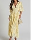 abordables Robes de cocktail-Robes A-Ligne Jaune Beurre Robe en Dentelle Brodée Mariage Invité de Mariage Longueur Maxi Manches Mi-Longues Col V Dentelle Sans Dos