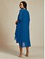preiswerte Kleidersets-Damen Kleid-Set Spitzenkleid Casual kleid Chiffon-Kleid Elegant Brautkleider schlicht Glatt Spitze Midikleid Langarm V Ausschnitt Ausgehen Wein Blau Herbst Winter Regular Fit