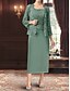 preiswerte Unter 129,99 $-Kleid-Sets Brautmutterkleid Hochzeitsgast Elegant Einfach Rundausschnitt Bodenlang Polyester Langarm mit Einfarbig 2025
