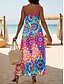 halpa Boho-mekot-Naisten Maksimekko A linjainen mekko Slip Mekko Loma Vapaa-aika Boheemi Hiekkaranta Normaali Kukka Kuvitettu Hihaton V kaula-aukko Spagettiolkaimet Rubiini Sininen Apila Kesä Kevät