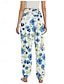 preiswerte Hose aus Baumwollleinen mit Grafik-Damen Leinen-inspirierte Hosen Weites Bein Hosen Hose Ethno-Stil Lässig Boho Volle Länge Hohe Taille Blumen Tasche Elastischer Bund Drucken Atmungsaktivität Weich Mikroelastisch Outdoor Yoga Wei