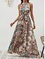 abordables Vestidos Boho-Mujer Vestido maxi Vestido de una línea Vestido con hombros descubiertos Vacaciones Casual Boho Exterior Noche Ajuste regular Graphic Cachemir Sin Mangas Cuello halter Azul Piscina Morado Marrón