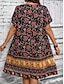 billige Boho-kjoler-Dame Mini kjole Uformell kjole Floral kjole Sommerkjole Boho-kjole Mote Moderne Daglig Strand Helg Normal Blomstret Kortermet V-hals Svart Hvit Marineblå Blå Sommer