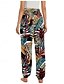 abordables Pantalon en coton et lin graphique-Femmes Pantalon inspiré du lin Jambe large Pantalons Style Ethnique Occasionnel Boho Longueur complète Taille haute Fleuri Feuille Tropical Avec Poches Taille Élastique Impression Respirabilité Doux