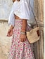 preiswerte Grafische Röcke-Damenrock Maxirock A-Linie Swing Bohemia Legere Maxirocken Hochtaillierte Blumen Taschenmuster Mikro-elastisch Straße Alltag Rosa Fuchsia Sommer Polyester Baumwollmischung