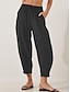 economico Pantaloni in lino e cotone semplici-Pantaloni chinos a gamba larga da donna in tinta unita moda streetwear a lunghezza intera vita alta semplici con tasche vita elasticizzata comodi morbidi confortevoli micro-elastici all&#039;aperto casual