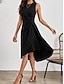 cheap Plain Dress-Women's Midi Dress A Line Dress Solid Color Bodycon Dress Work Dresses Semi Formal Office Slim Graphic Sleeveless Crew Neck Black Pink Red Blue Summer