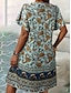 billige Boho-kjoler-Dame Mini kjole Uformell kjole Floral kjole Sommerkjole Boho-kjole Mote Moderne Daglig Strand Helg Normal Blomstret Kortermet V-hals Svart Hvit Marineblå Blå Sommer
