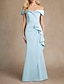 cheap Bridesmaid Dresses-Mermaid / Trumpet Bridesmaid Dress Off Shoulder Short Sleeve Elegant Floor Length Stretch Fabric with Ruffles / Ruching