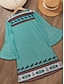 billiga Boho klänningar-Dam Mini klänning Solklänning A linjeklänning Semester Ledigt Boho Utekväll Strand Normal Grafisk Stam 3/4 ärm V-hals Grön Sommar Vår