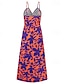 abordables Robes Floraux Imprimés-Femmes Robe Midi Robe d&#039;été Robe Nuisette Robe bohème Mode Moderne Quotidien Plage Week-end Coupe régulière Fleuri Sans manches Col en V Jaune clair Jaune Bleu Violet Été