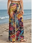 abordables jambe large et taille haute-Femmes Jambe large Chinos Pantalons Amples Vacances ancien Mode Longueur complète Taille haute Fleuri Graphique Paon Impression Doux Respirant Micro-Élastique Formel Extérieur Vacances Bleu œuf de