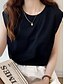 baratos Camiseta Regata Simples-Mulheres Camisola Regata Côr Sólida Diário Básico Casual Sem Manga Gola Redonda Tops regulares Diário Preto Branco Amarelo Azul Marron Verão