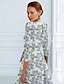 voordelige Cocktailjurken-Jacquard Brocade Bloemige A-Lijn Cocktailjurken Elegante Jurk Formele Bruiloft Enkel Lengte Korte Mouw V-hals Nylon met Strik(ken) Pocket Bruiloft Gast Jurk
