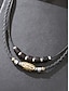 billige Mænds smykker-Sæt med flettet læderhalskæde til mænd – boho tribal stil med legering og træperler til fritidsbrug, festivaler og rejser