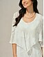 voordelige Jassen-Dames haalt zijn schouders op Effen Kleur Bloemig Grafisch Elegant Stijlvol Basic 3/4 mouw Assymmetrisch Croptops Bruiloft gast Strand bruiloft Pailletten Lapwerk Wit Zomer Lente Herfst