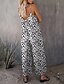 abordables monos casuales-Mujer Normal Mono Ropa de calle Leopardo Sin Mangas Escote en Pico Bolsillo Estampado Diario Festivos Ajuste regular Rosa Azul Real Marrón claro Verano