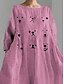 economico Gli animali si vestono-Per donna Abito maxi Vestito Estivo Abito a trapezio Abito Estivo Vacanza Casual Spiaggia Quotidiano Ferie Uscire Vestibilità comoda Grafico Animale Manica Lunga Girocollo Scollo a Barca Rosa Blu