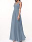 baratos Vestidos para Madrinhas-Vestido de Dama de Honra A-Line Decote V Sem Mangas Elegante Comprimento Total Chiffon com Plissado  Franzido