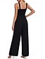 billiga casual jumpsuits-Dam Vanligt Jumpsuits Streetwear Ensfärgat Ärmlös U-hals Ficka Gata Dagligen Normal Svart Vin Marinblå Sommar